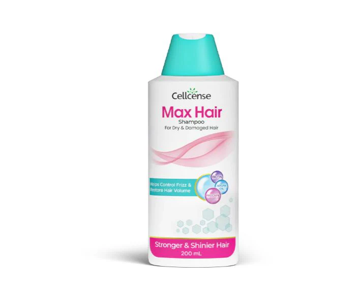 Cellcense Max Hair Shampoo for dry and damaged hair — part of Docxora's Hair, Skin & Nails collection featuring premium hair care, skin care, and nail supplements available in Pakistan