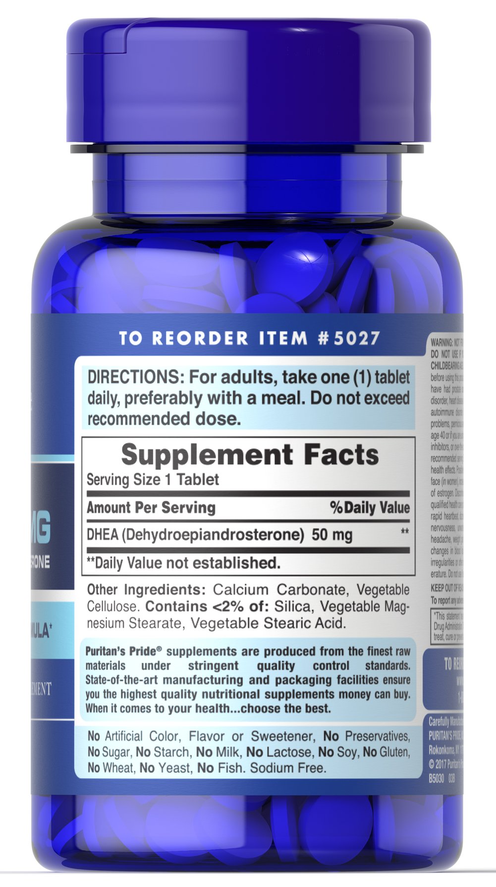 50mg DHEA, ingredients, Gluten Free