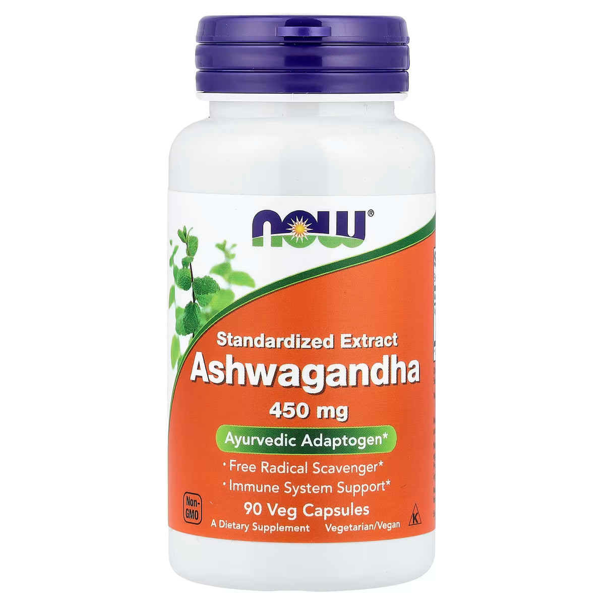 NOW Foods Ashwagandha 450mg standardized extract, 90 veg capsules, front bottle view – docxora.com Pakistan