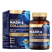 Nutraxin Beauty NADH & Collagen 60 Tablets – Beauty Booster with Elastin, Ceramide, Hyaluronic Acid, Biotin & Zinc for Skin, Hair & Nails – Available at docxora.com Pakistan