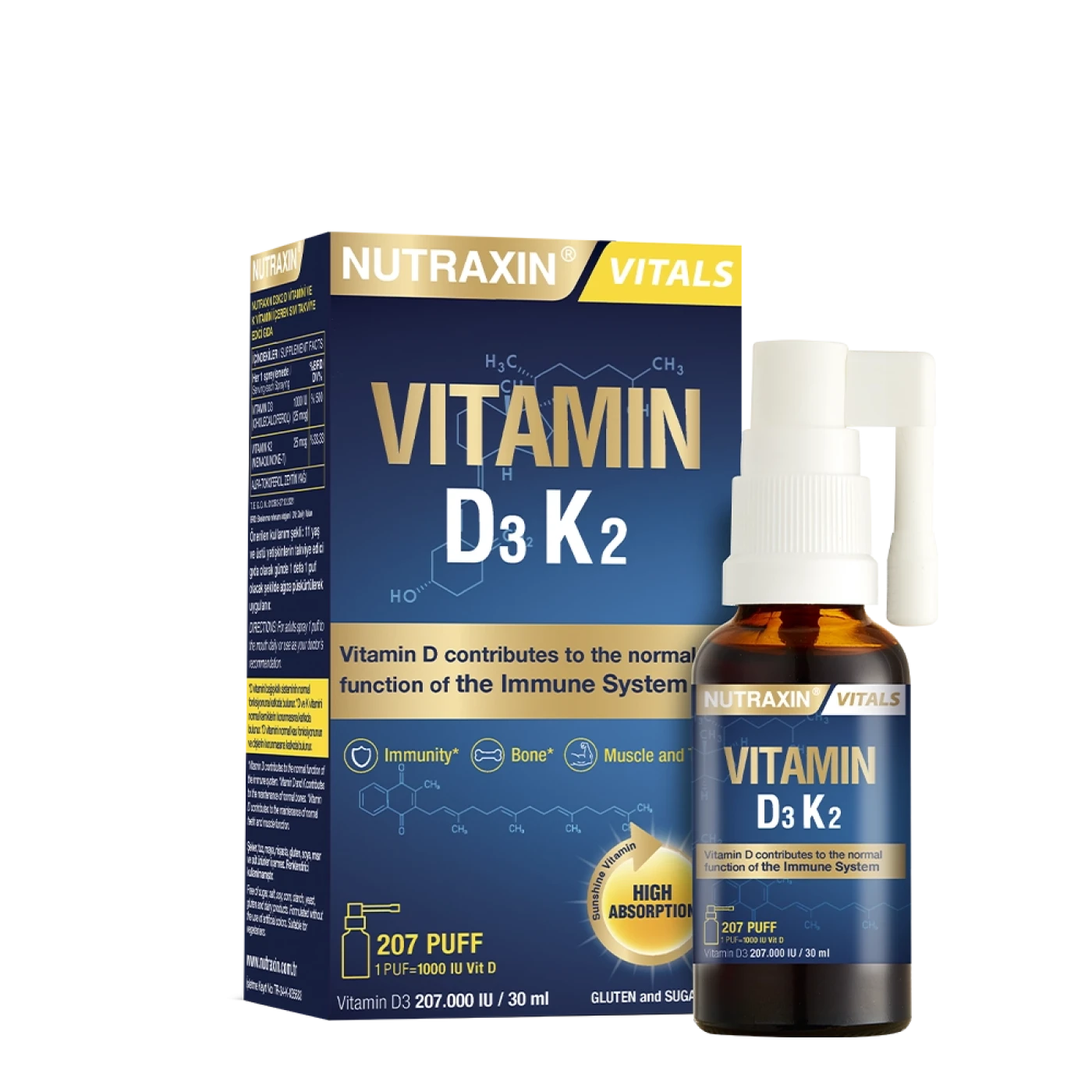NUTRAXIN VITALS VITAMIN D3, K2 SPRAY (30 ML)