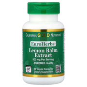 California Gold Nutrition EuroHerbs Lemon Balm Extract 500mg 60 Veggie Capsules – Euromed Quality, Gluten Free, Non-GMO – Available at docxora.com Pakistan

