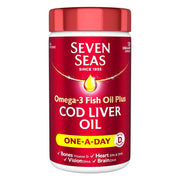 Seven Seas Omega-3 Fish Oil Plus Cod Liver Oil One-A-Day 120 Capsules – Vitamin D for Bones, EPA & DHA for Heart, Vision & Brain – Since 1935 – Available at DocXora Pakistan