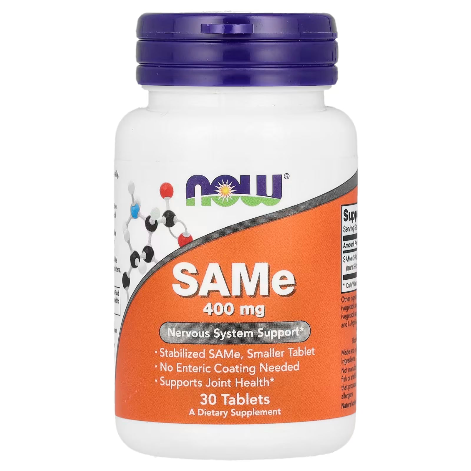 NOW Foods SAMe 400mg 30 Tablets – S-Adenosyl-L-Methionine – Nervous System Support, Joint Health – Stabilized SAMe, No Enteric Coating Needed – docxora.com Pakistan