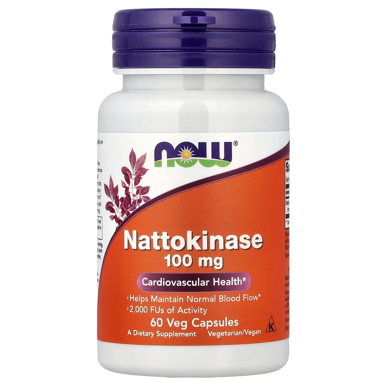 NOW Foods Nattokinase 100mg 60 Veg Capsules – Cardiovascular Health, Helps Maintain Normal Blood Flow, 2000 FUs of Activity