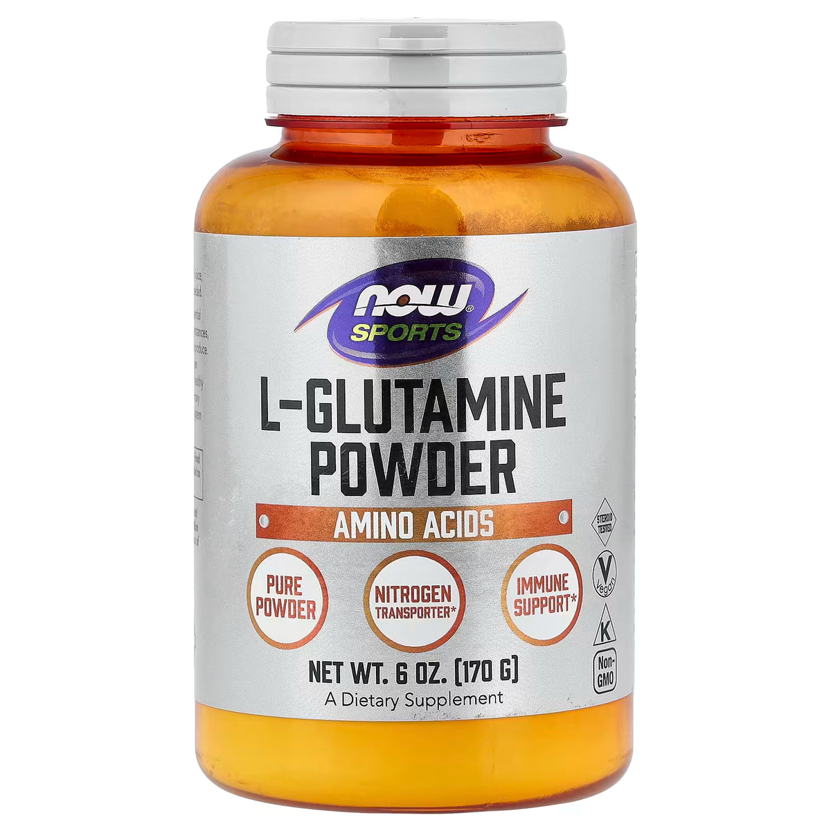 NOW Sports L-Glutamine Powder 170g (6 oz) bottle, front view on a white background – docxora.com Pakistan.
