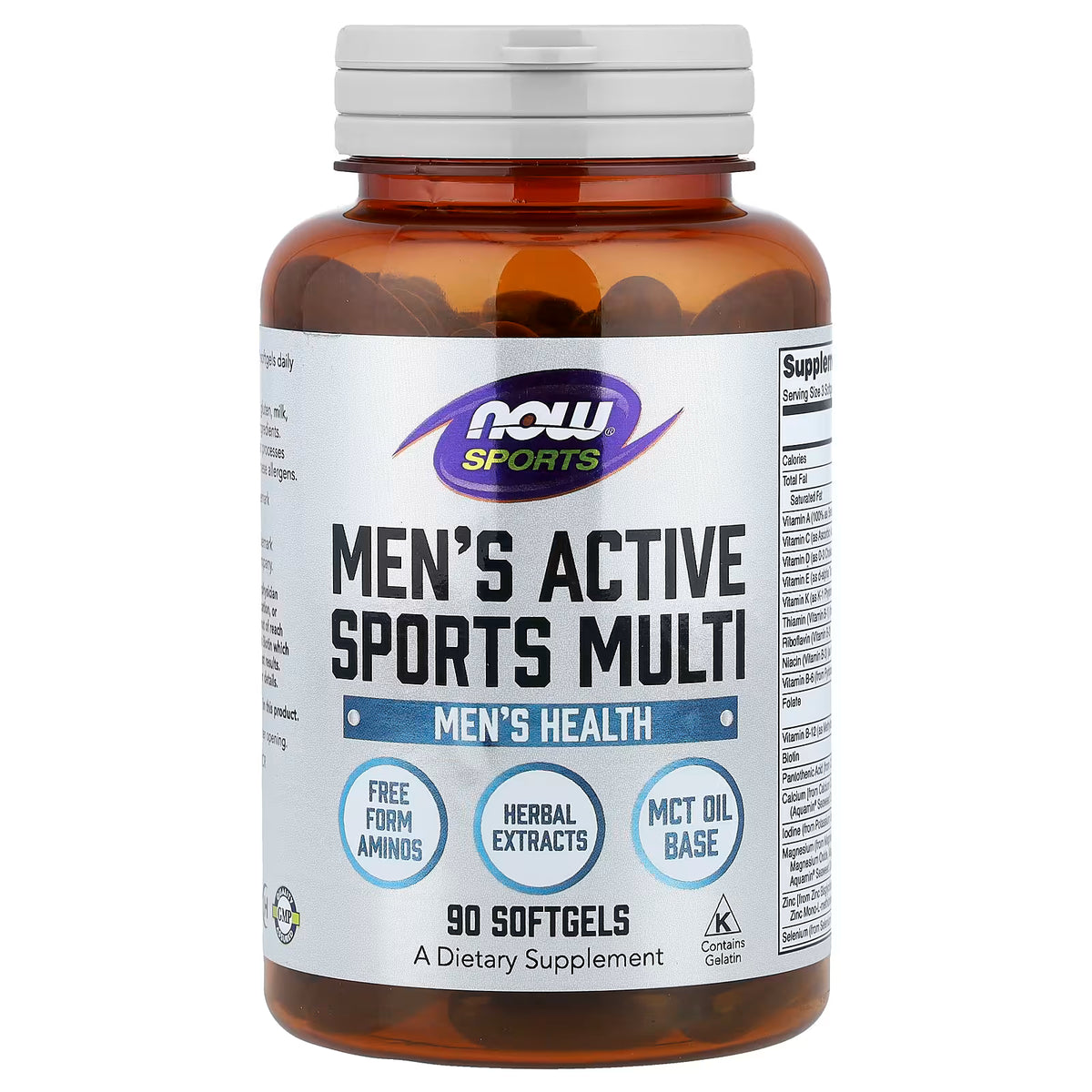 NOW Sports Men’s Active Sports Multi 90 Softgels bottle, front view on a white background – docxora.com Pakistan.