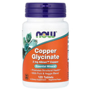 NOW Foods Copper Glycinate 3mg 120 Tablets - 3mg Albion™ Copper Bisglycinate Essential Mineral, Promotes Structural Health, With Fruit & Veggie Blend, Non-GMO, Vegetarian/Vegan Dietary Supplement by NOW Foods
