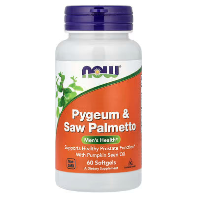 NOW Foods Pygeum & Saw Palmetto 60 Softgels - Men's Health Prostate Support Supplement with Pumpkin Seed Oil, Non-GMO, Available in Pakistan at docxora.com