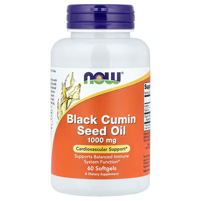 NOW Foods Black Cumin Seed Oil 1000mg 60 Softgels — Cold-Pressed Nigella Sativa — Immune & Antioxidant Support — Available at docxora.com Pakistan