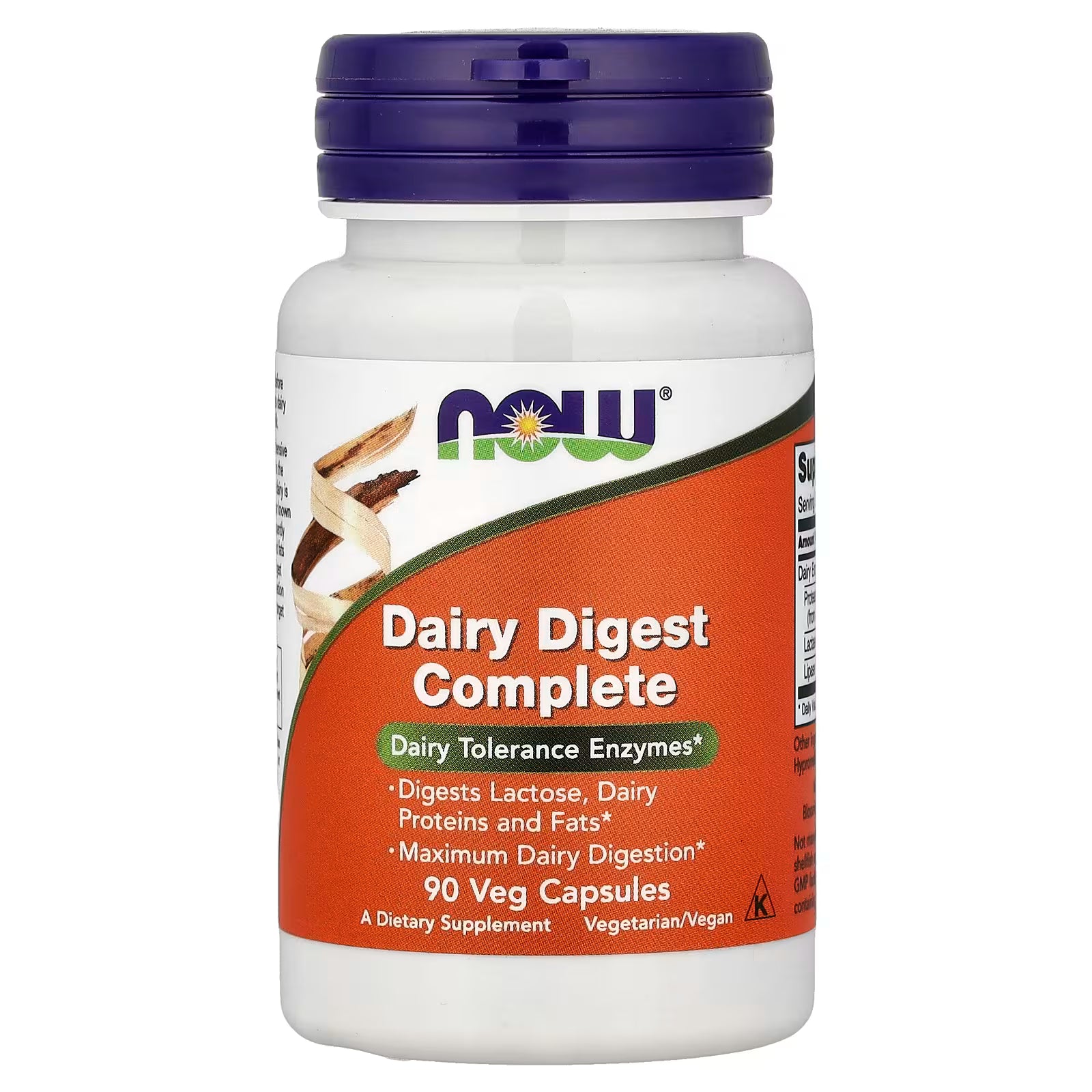 NOW Foods Dairy Digest Complete 90 Veg Capsules - Dairy Tolerance Enzymes, Digests Lactose Dairy Proteins and Fats, Vegetarian/Vegan Digestive Supplement - Available at docxora.com Pakistan
