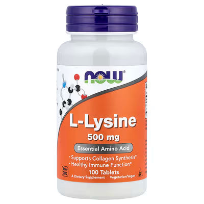 NOW Foods L-Lysine 500mg 100 Tablets - Essential Amino Acid - Supports Collagen Synthesis & Healthy Immune Function - Vegetarian Vegan - USA Imported at docxora.com