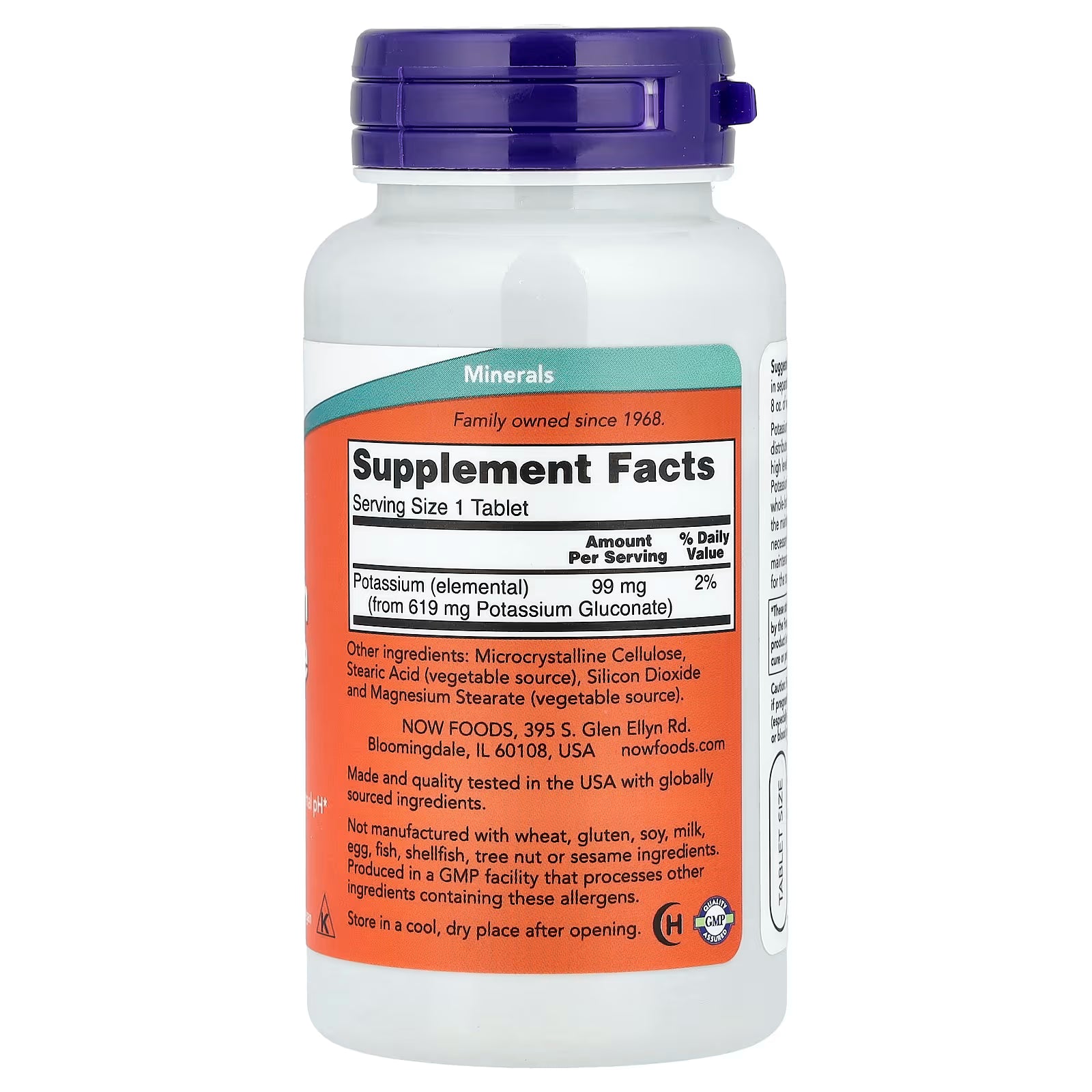 Potassium 99mg (from 619mg Potassium Gluconate), 2% DV, GMP Certified, Made in USA