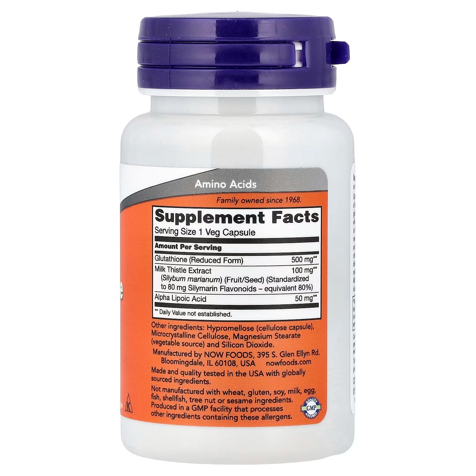 NOW Glutathione 500mg (30 Veg Capsules)