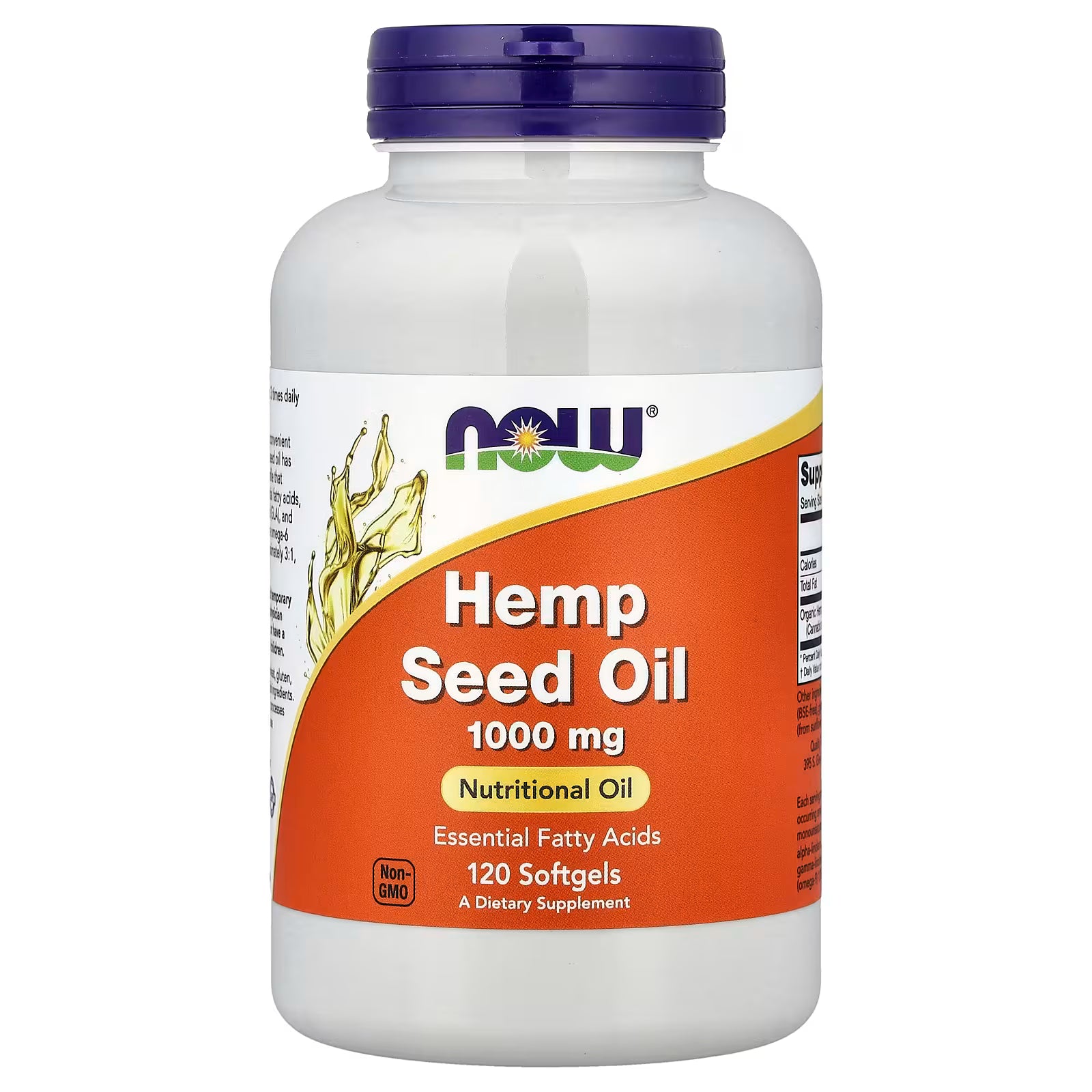 NOW Foods Hemp Seed Oil 1000mg 120 Softgels - Essential Fatty Acids Omega-3 Omega-6 GLA, Organic Cold Pressed Hexane Free, Non-GMO Nutritional Oil - Available at docxora.com Pakistan

