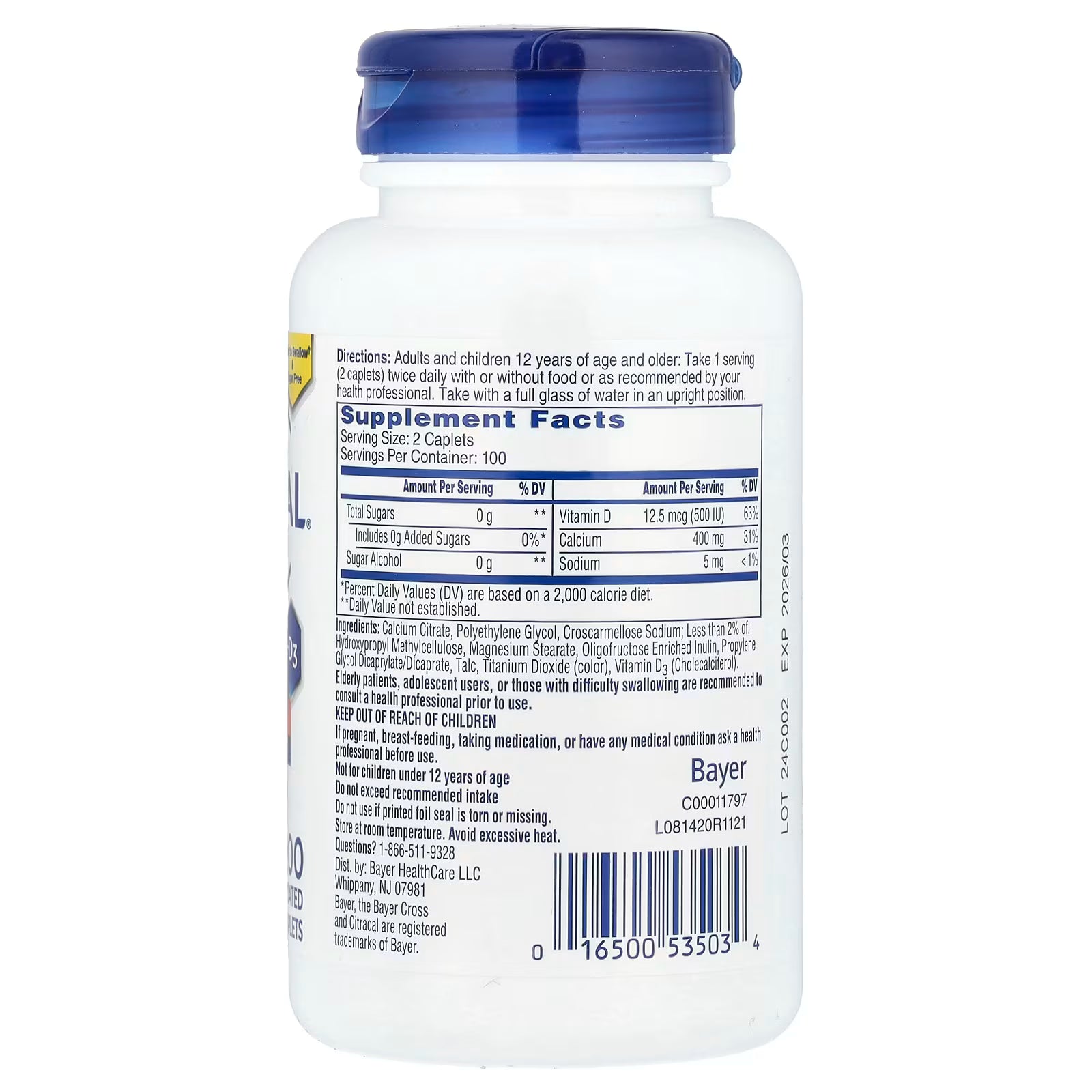 CITRACAL PETITES CALCIUM SUPPLEMENT 200, TABLETS '' EXPIRY DATE ( 2/2027 )