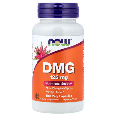 NOW DMG 125mg 100 Veg Capsules - N,N-Dimethylglycine Methyl Donor Nutritional Support Supplement by NOW Foods, Vegetarian/Vegan, Non-GMO