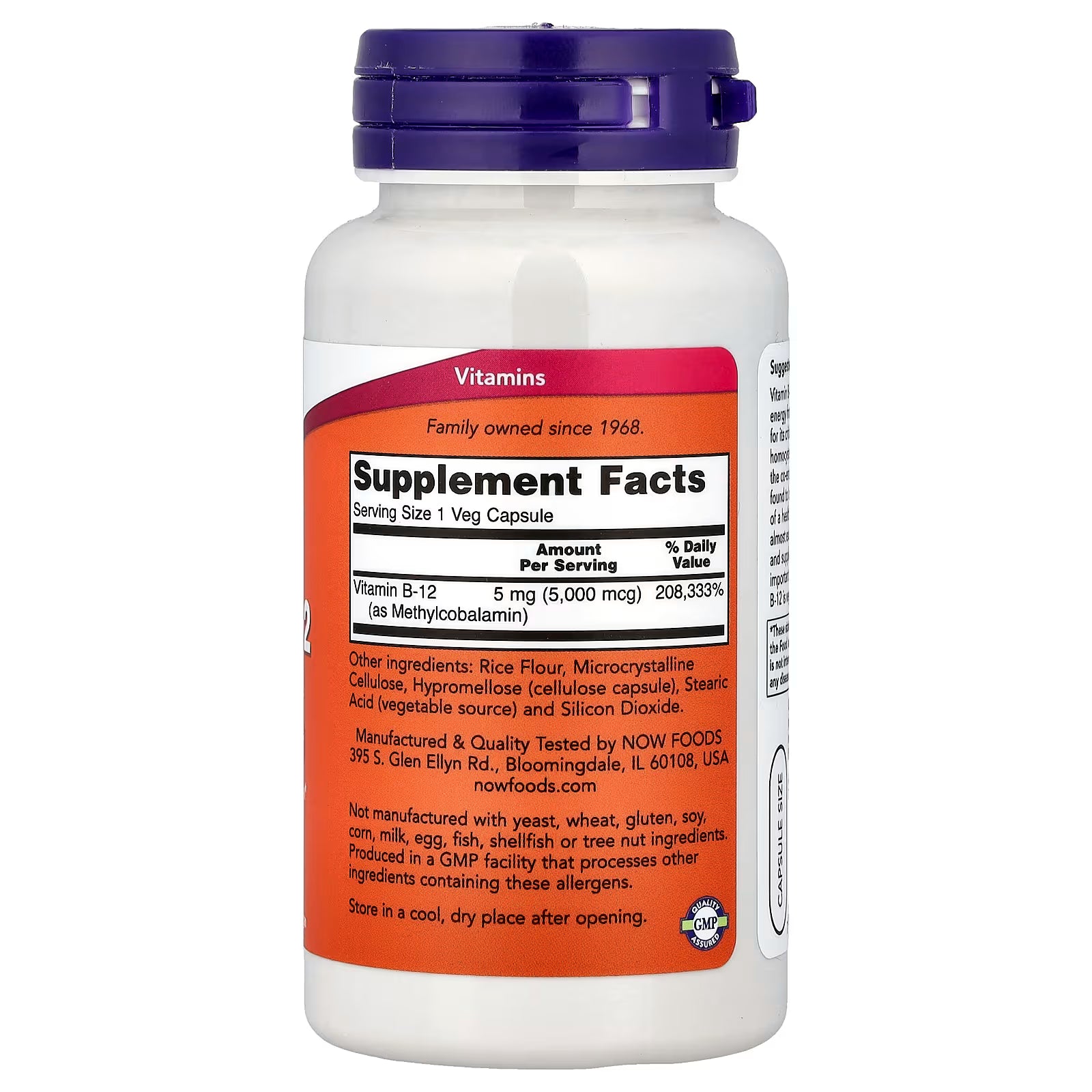 NOW Foods Methyl B-12 5,000mcg Supplement Facts – Vitamin B-12 5mg (5,000mcg) as Methylcobalamin, 208,333% DV, GMP Certified, Made in USA – docxora.com