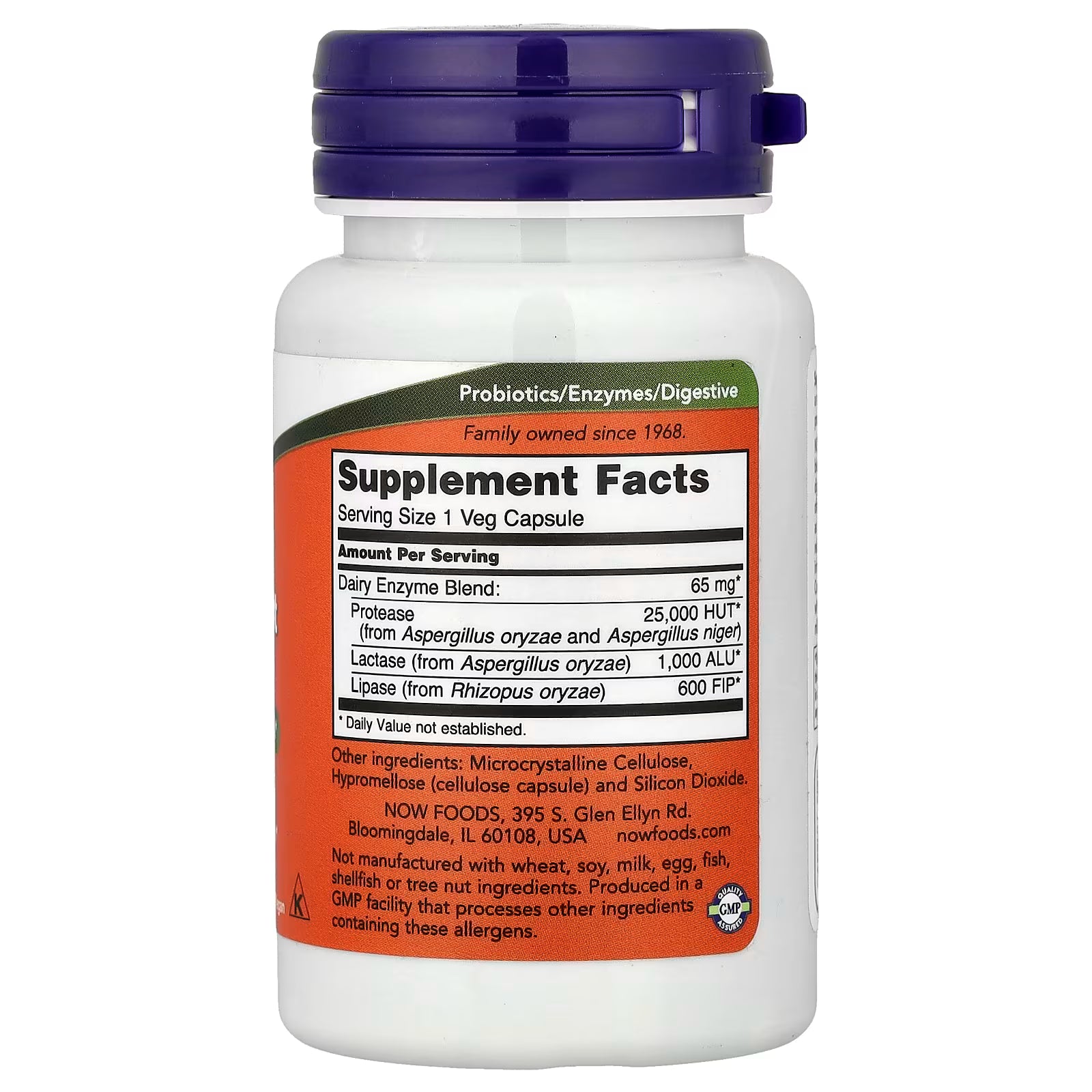 NOW Foods Dairy Digest Complete Supplement Facts - Dairy Enzyme Blend 65mg per Veg Capsule, Protease 25000 HUT, Lactase 1000 ALU, Lipase 600 FIP, GMP Quality Assured, Family Owned Since 1968 - docxora.com
