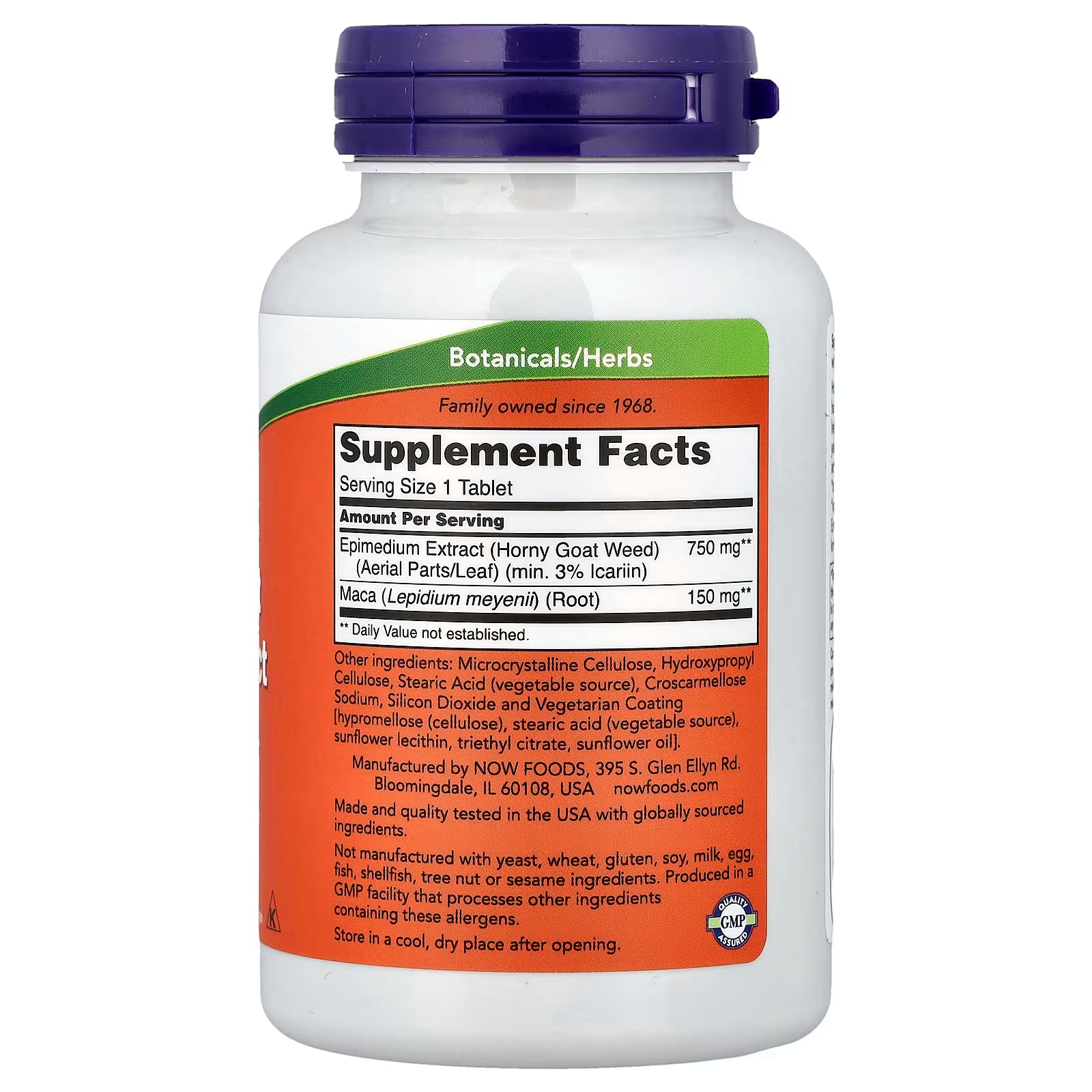 NOW Foods Horny Goat Weed Extract Supplement Facts – Epimedium Extract 750mg (min. 3% Icariin) + Maca Root 150mg per Tablet, GMP Certified, Made in USA – docxora.com
