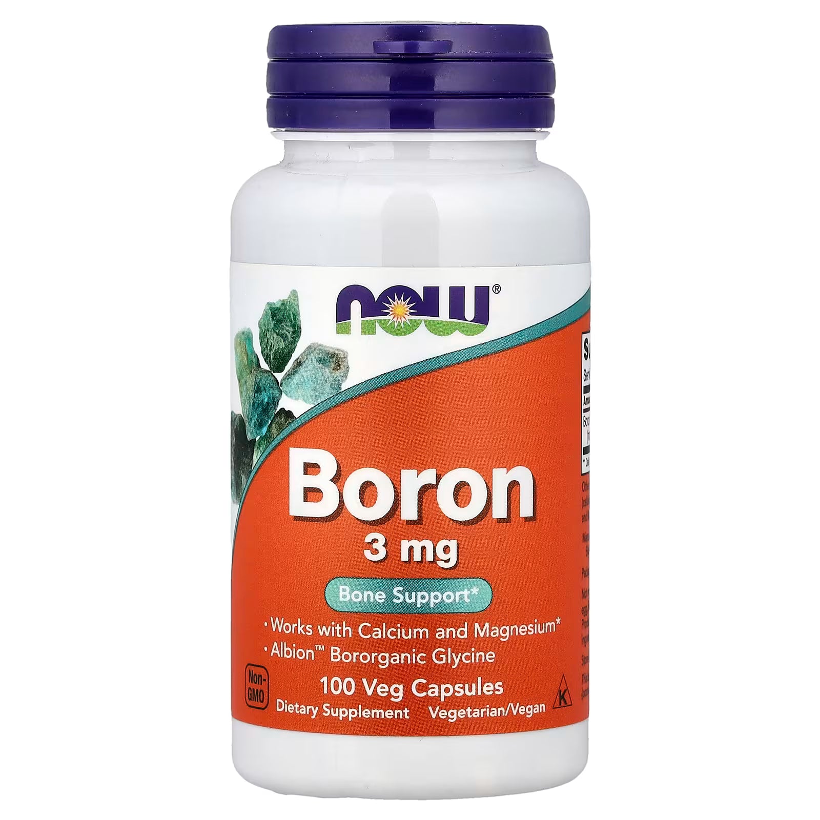 NOW Foods Boron 3mg 100 Veg Capsules - Albion Bororganic Glycine Bone Support Supplement, Works with Calcium & Magnesium, Non-GMO, Vegetarian/Vegan - Available at docxora.com Pakistan
