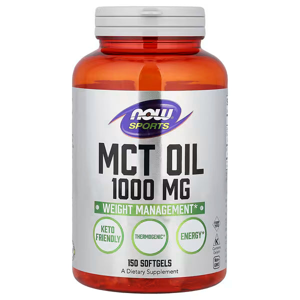 NOW Sports MCT Oil 1000mg – 150 Softgels | Keto Friendly, Thermogenic Energy Support | Weight Management Dietary Supplement