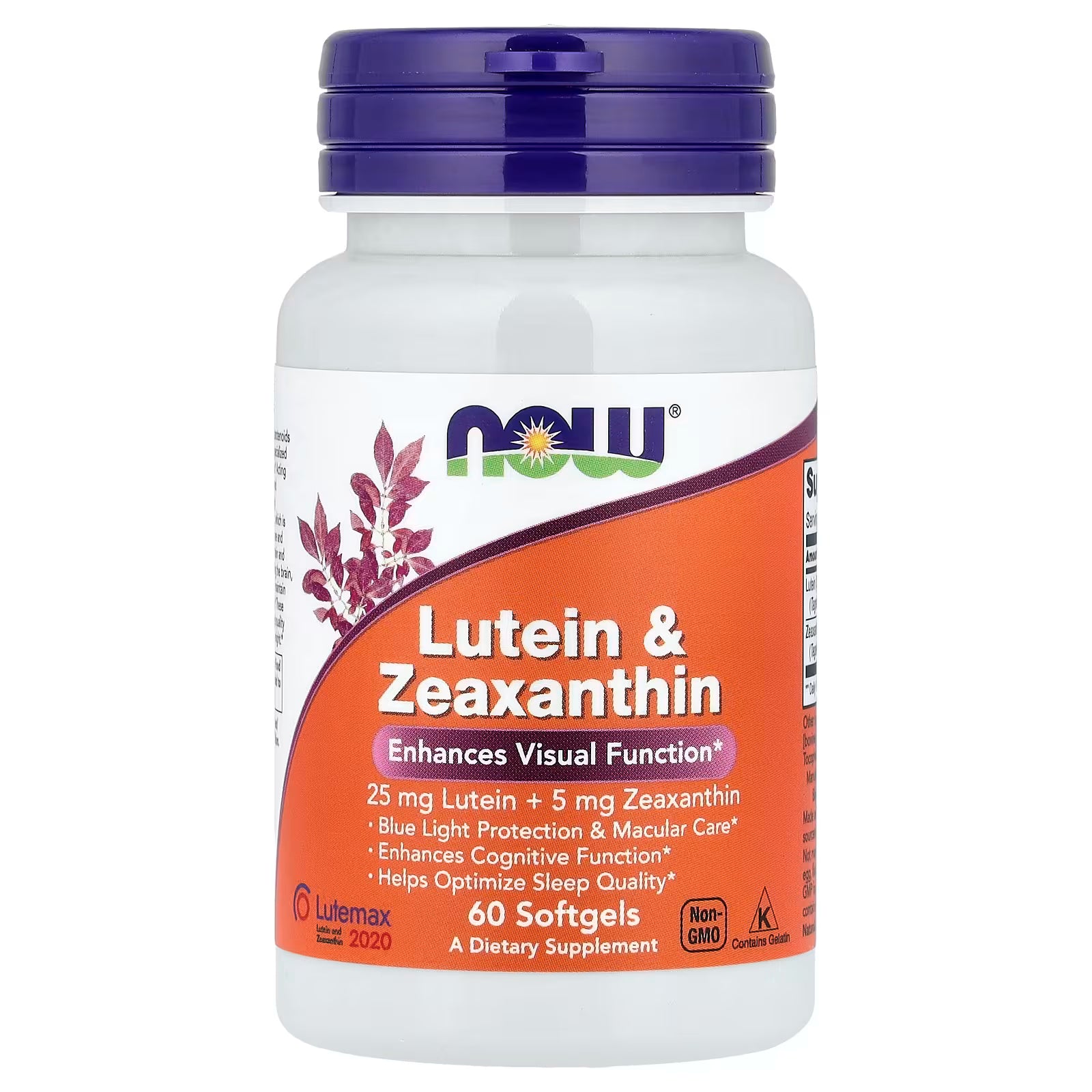 NOW Foods Lutein & Zeaxanthin 25mg + 5mg 60 Softgels – Lutemax 2020, Blue Light Protection, Macular Care, Non-GMO – Available at docxora.com Pakistan