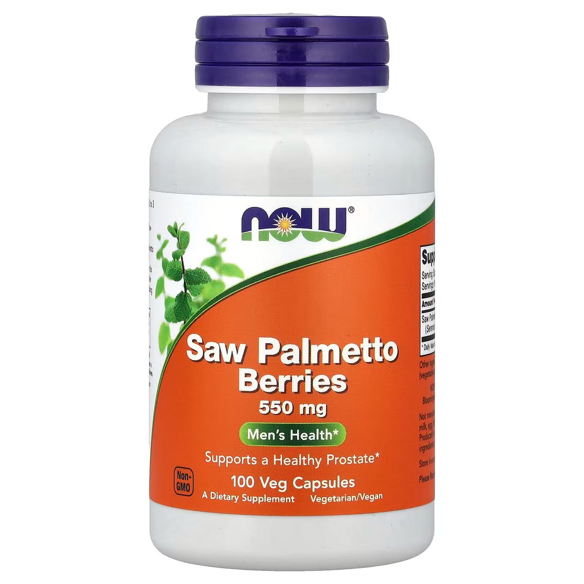NOW Foods Saw Palmetto Berries 550mg, 100 veg capsules, front bottle view – docxora.com Pakistan

