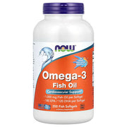 NOW Foods Omega-3 Fish Oil 1000mg 200 Fish Softgels - Cardiovascular Support, 180 EPA / 120 DHA per Softgel, Fish Gelatin Softgel, Non-GMO - Buy in Pakistan at docxora.com
