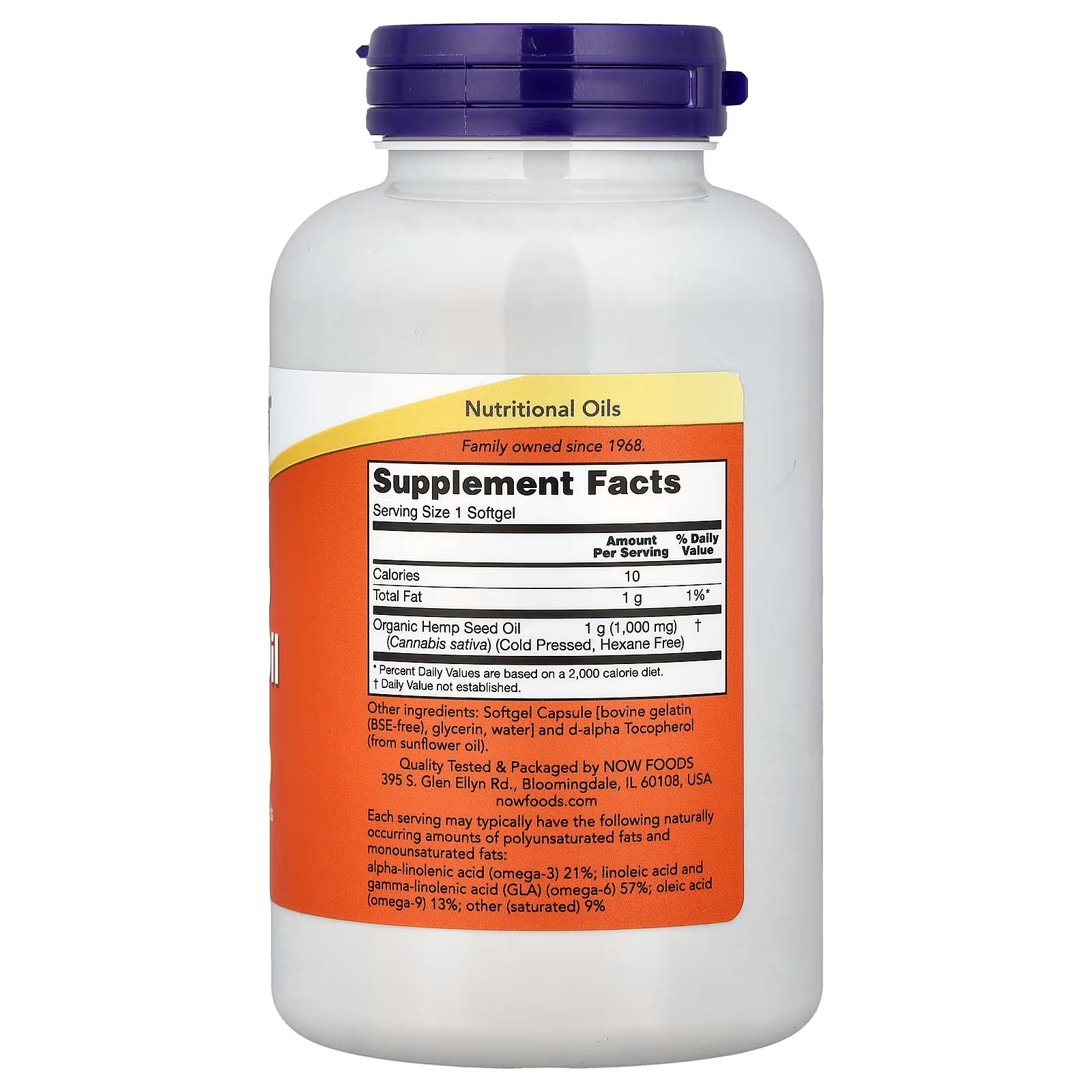 NOW Foods Hemp Seed Oil 1000mg Supplement Facts - Organic Hemp Seed Oil 1000mg per Softgel, Omega-3 21% Omega-6 57% GLA Omega-9 13%, Cold Pressed Hexane Free Cannabis sativa, GMP Quality Assured, Family Owned Since 1968 - docxora.com
