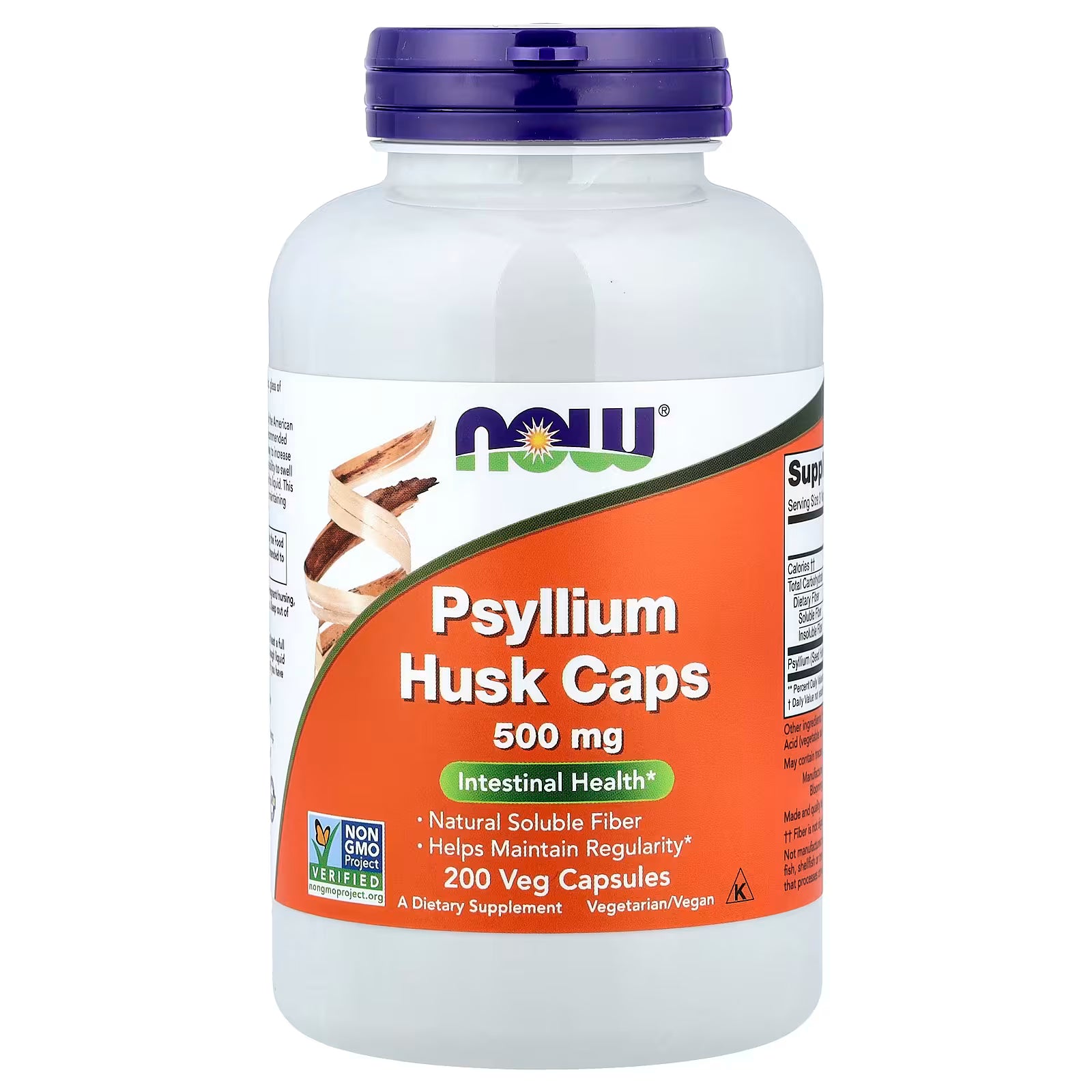 NOW Foods Psyllium Husk Caps 500mg 200 Veg Capsules – Natural Soluble Fiber for Intestinal Health & Regularity – Available at docxora.com Pakistan
