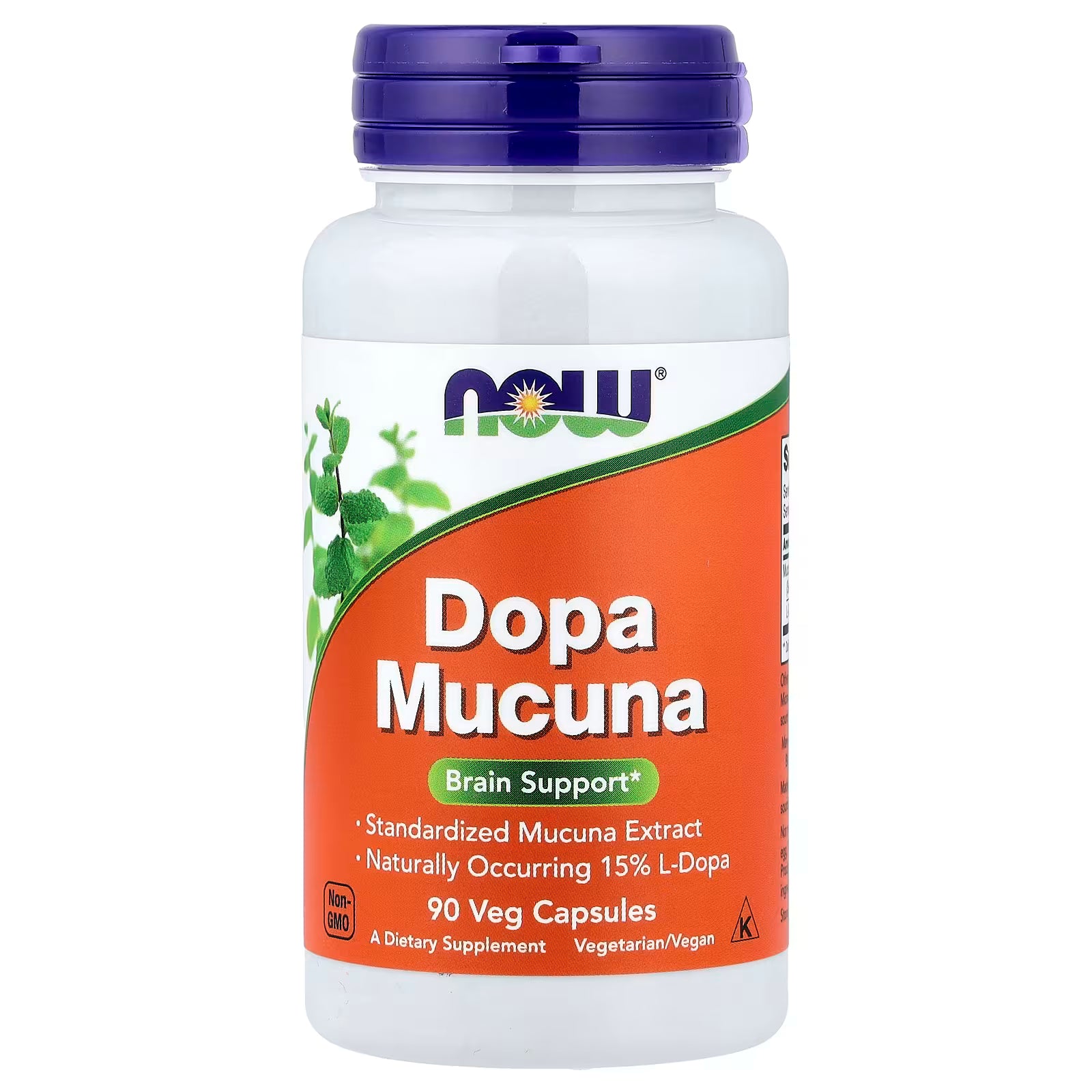 NOW Foods Dopa Mucuna Brain Support 90 Veg Capsules – Standardized Mucuna Extract with 15% Naturally Occurring L-Dopa, Non-GMO, Vegetarian/Vegan – Available at docxora.com Pakistan
