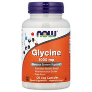 NOW Foods Glycine 1000mg 100 Veg Capsules - Nervous System Support, Promotes Restful Sleep, Pharmaceutical Grade, Free-Form Amino Acid, Vegetarian Vegan - Buy in Pakistan at Docxora