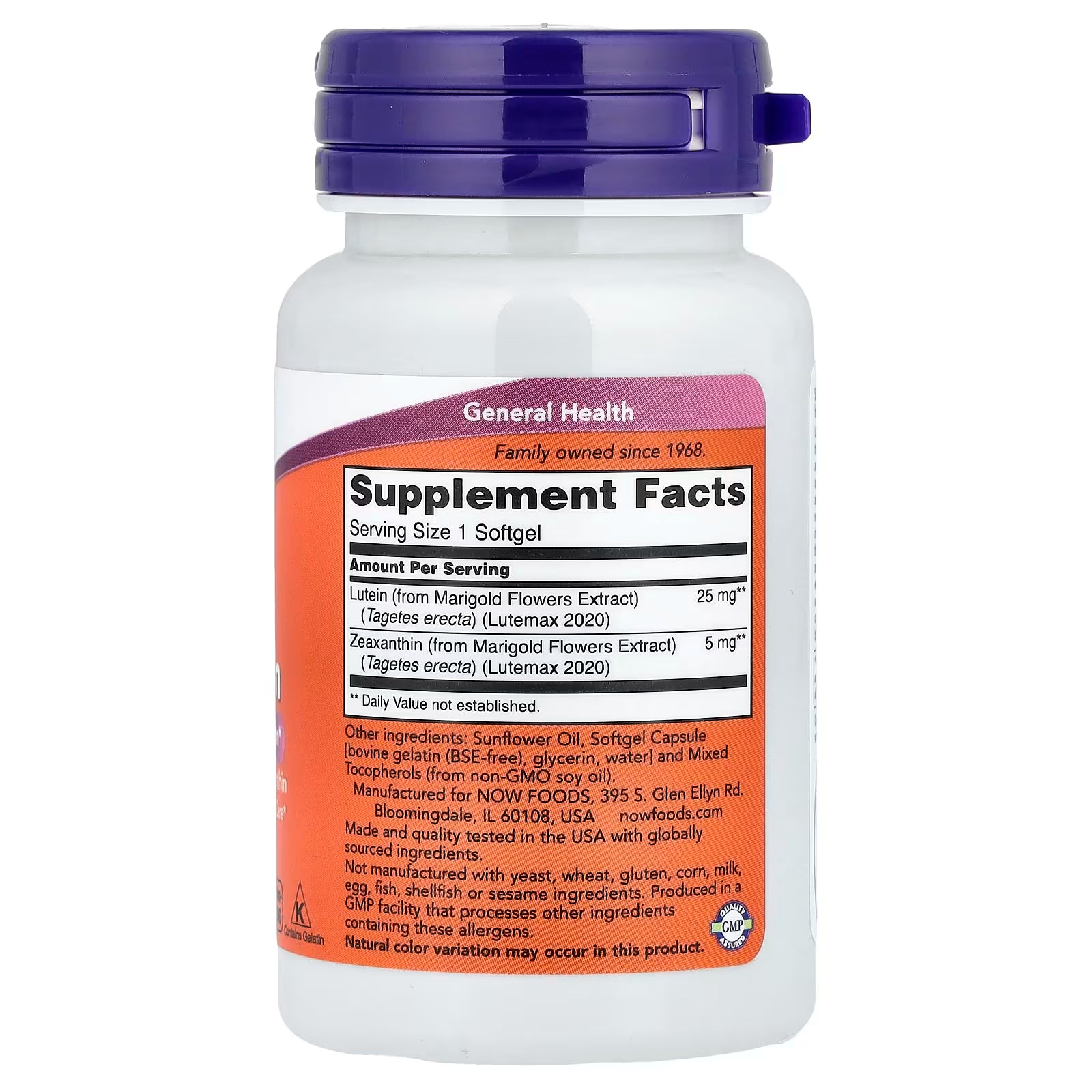 NOW Foods Lutein & Zeaxanthin Supplement Facts – Lutein 25mg from Marigold Flowers Extract, Zeaxanthin 5mg, Lutemax 2020, GMP Certified, Made in USA – docxora.com
