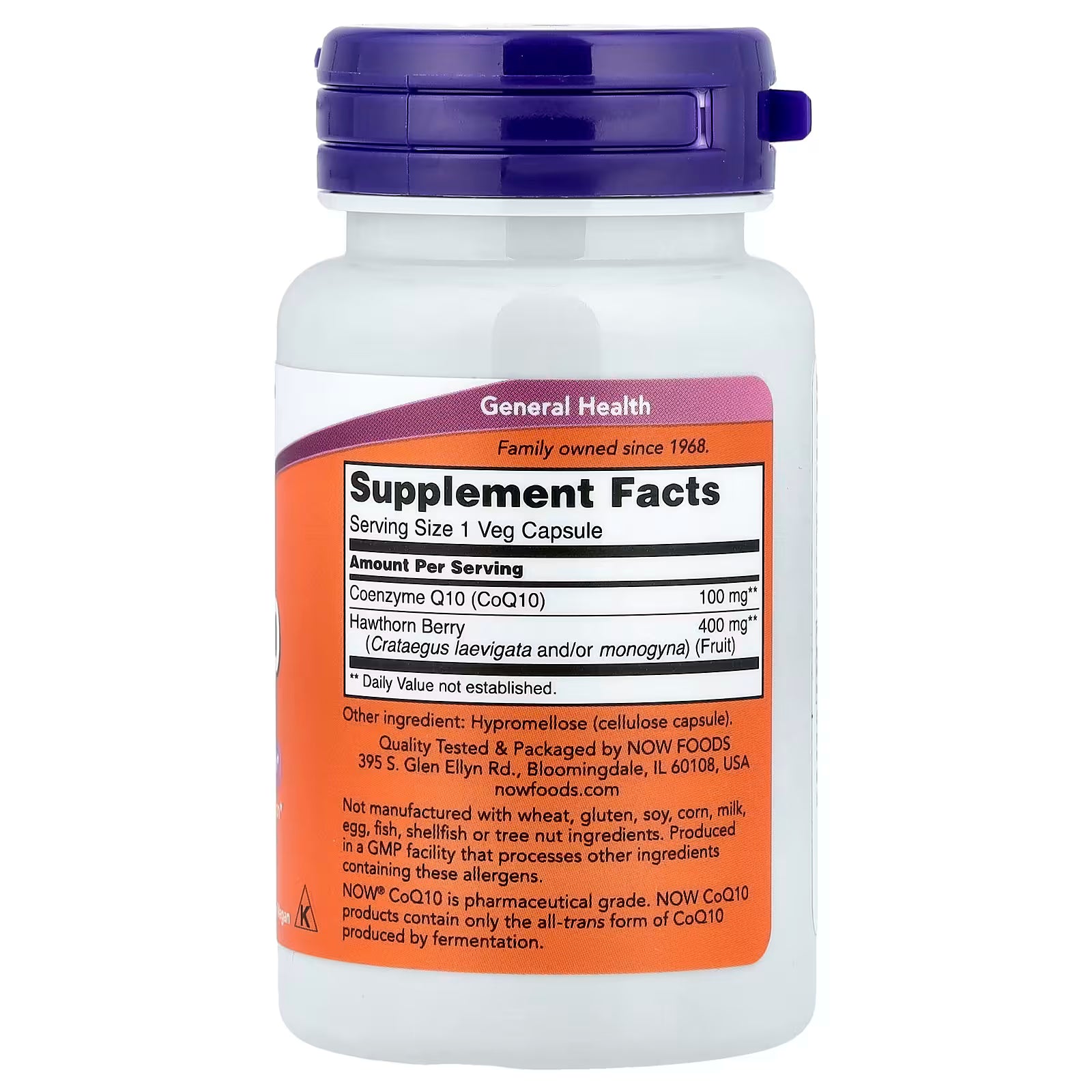 NOW Foods CoQ10 100mg Supplement Facts – Coenzyme Q10 100mg, Hawthorn Berry 400mg, GMP Certified, Made in USA – docxora.com
