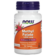 "NOW Foods Methyl Folate 1000mcg – 90 Tablets | Co-Enzyme B Vitamin | Quatrefolic® Metabolically Active Folate Superior Bioavailability | Vegetarian Vegan Non-GMO Dietary Supplement"