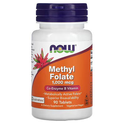 "NOW Foods Methyl Folate 1000mcg – 90 Tablets | Co-Enzyme B Vitamin | Quatrefolic® Metabolically Active Folate Superior Bioavailability | Vegetarian Vegan Non-GMO Dietary Supplement"