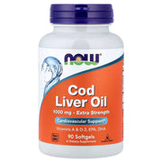 NOW Foods Cod Liver Oil 1000mg 90 Softgels – Extra Strength, Vitamins A & D-3, EPA, DHA, Cardiovascular Support – Available at docxora.com Pakistan
