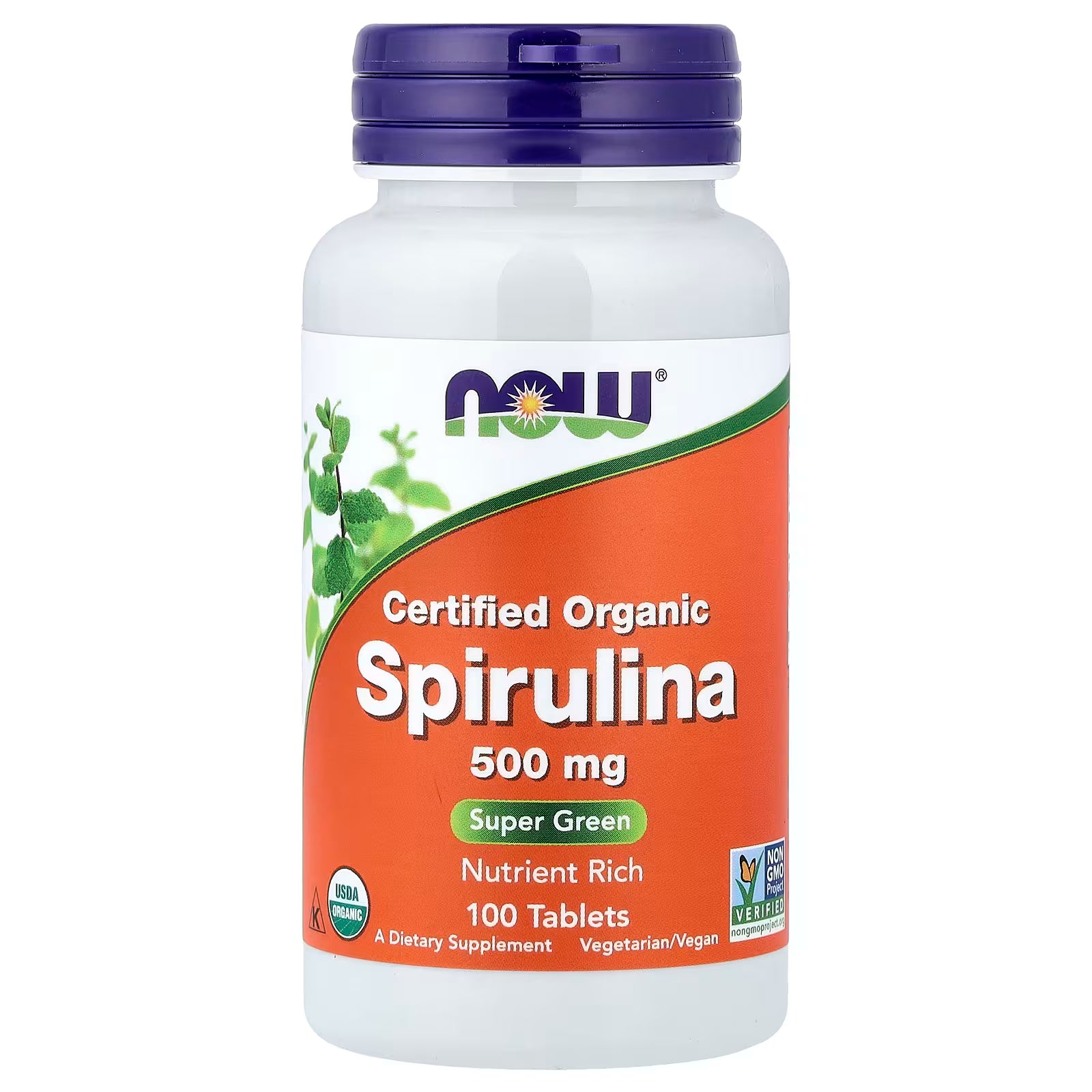 NOW Foods Certified Organic Spirulina 500mg 100 Tablets – Super Green Nutrient Rich, USDA Organic, Non-GMO Project Verified, Vegetarian/Vegan – Available at docxora.com Pakistan