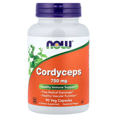 NOW Foods Cordyceps 750mg 90 Veg Capsules - Healthy Immune Support, Free Radical Scavenger, Healthy Vascular Function - Vegetarian Vegan Dietary Supplement by NOW Foods USA