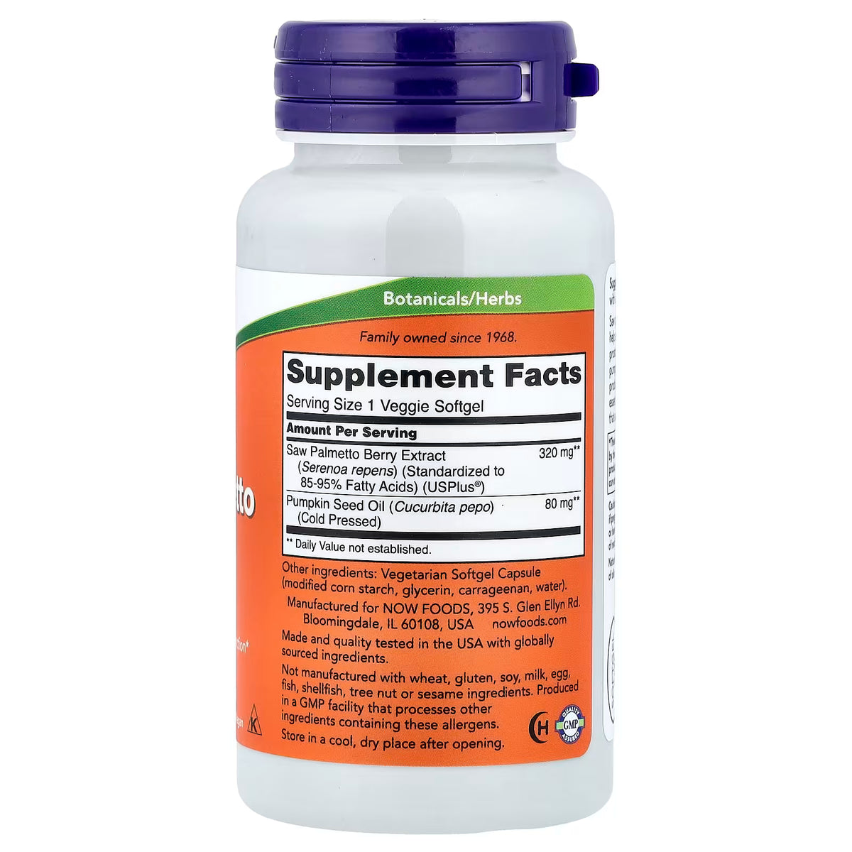 Saw Palmetto 320mg, Pumpkin Seed Oil 80mg, GMP Certified, Made in USA