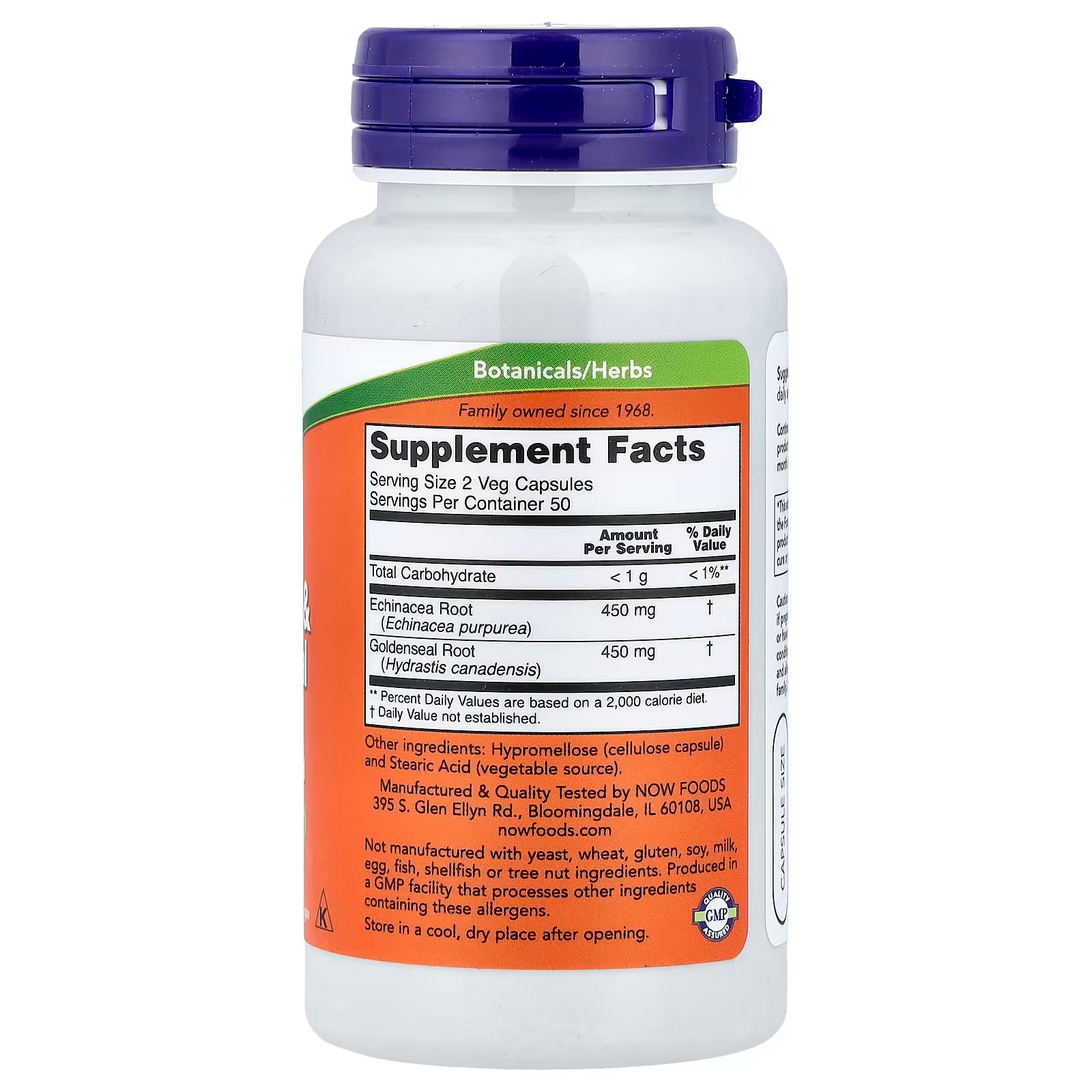 NOW Echinacea & Golden Seal Root 450mg Blend (100 Veg Capsules)
