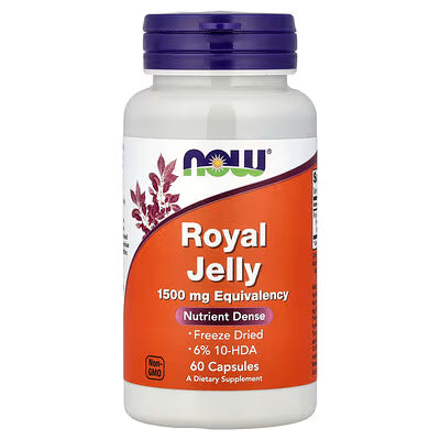 "NOW Foods Royal Jelly 1500mg Equivalency – 60 Capsules | Freeze Dried 6% 10-HDA Nutrient Dense Non-GMO Dietary Supplement for Energy & Immune Support"