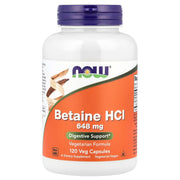 NOW Foods Betaine HCl 648mg 120 Veg Capsules - Digestive Support with Acid-Stable Protease, Non-GMO Vegetarian/Vegan Formula - Available at docxora.com Pakistan
