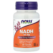 NOW Foods NADH 10mg 60 Capsules – Cellular Energy Production, Neurotransmitter Support, Stable & Bioavailable, With 200mg D-Ribose, Non-GMO