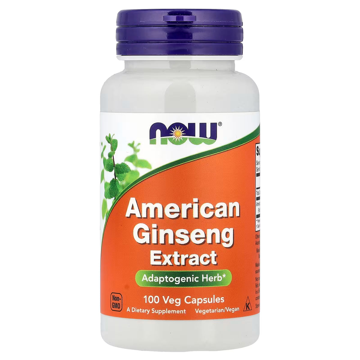 NOW Foods American Ginseng Extract, 100 veg capsules, front bottle view, docxora.com Pakistan