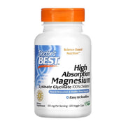 Doctor's Best High Absorption Magnesium Lysinate Glycinate 105mg - 120 Veggie Caps - 100% Chelated for Muscle Relaxation & Sleep Support - Doctor's Best USA