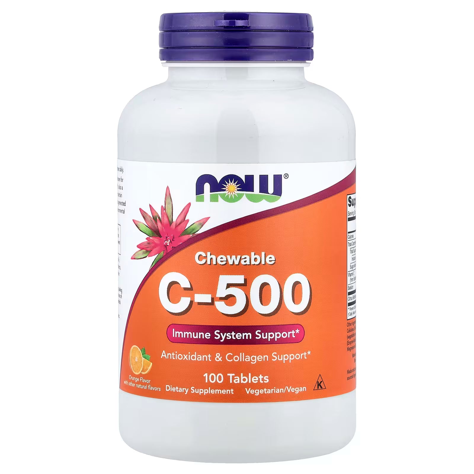 NOW Foods Vitamin C-500 Chewable 100 Tablets – Immune System, Antioxidant & Collagen Support, Orange Flavor, Non-GMO, Vegetarian/Vegan – Available at docxora.com Pakistan