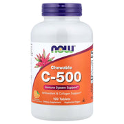 NOW Foods Vitamin C-500 Chewable 100 Tablets – Immune System, Antioxidant & Collagen Support, Orange Flavor, Non-GMO, Vegetarian/Vegan – Available at docxora.com Pakistan