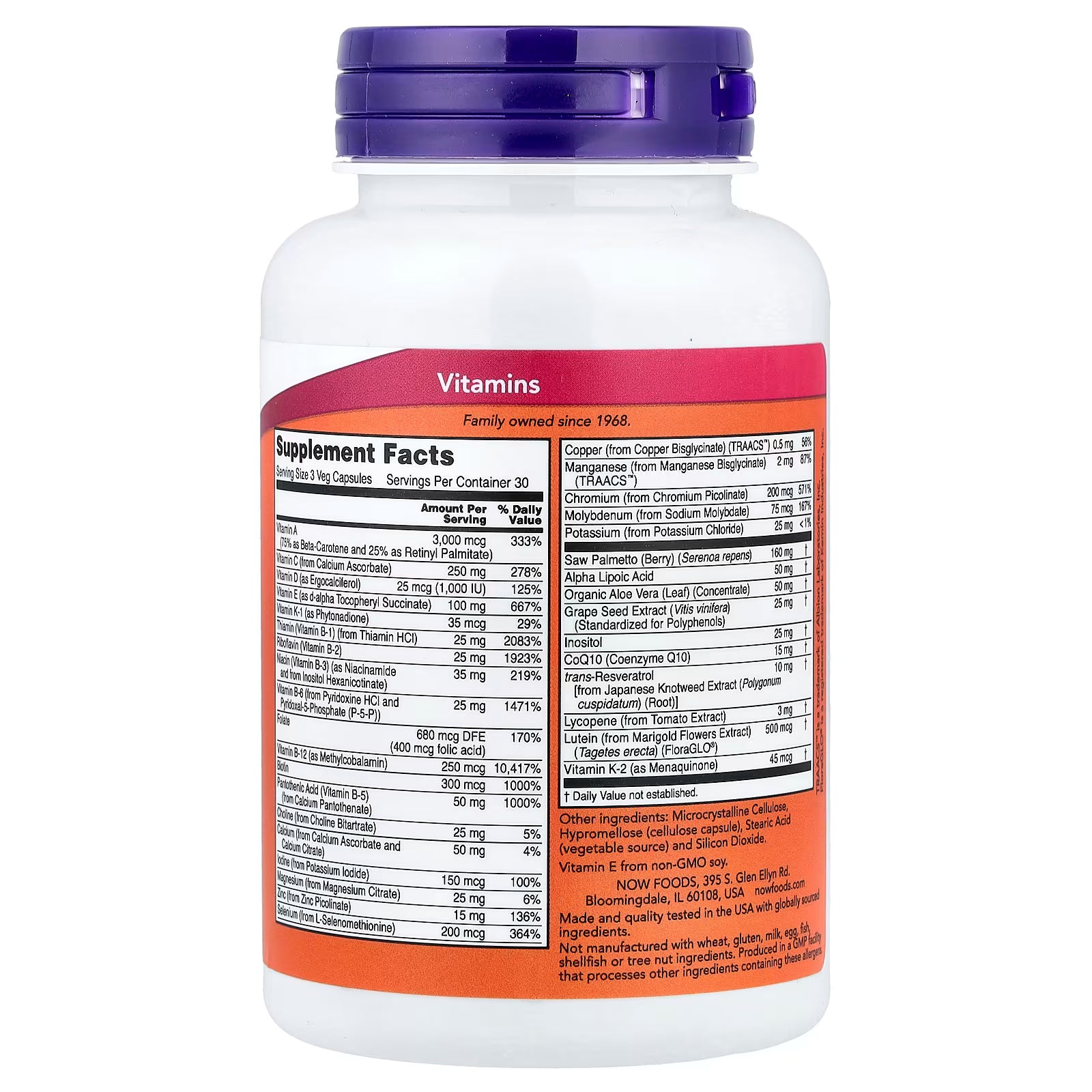 NOW Foods ADAM Men's Multi Supplement Facts – 30+ Vitamins & Minerals, CoQ10, Saw Palmetto 160mg, Alpha Lipoic Acid, Resveratrol, Lycopene – GMP Certified, Made in USA – docxora.com